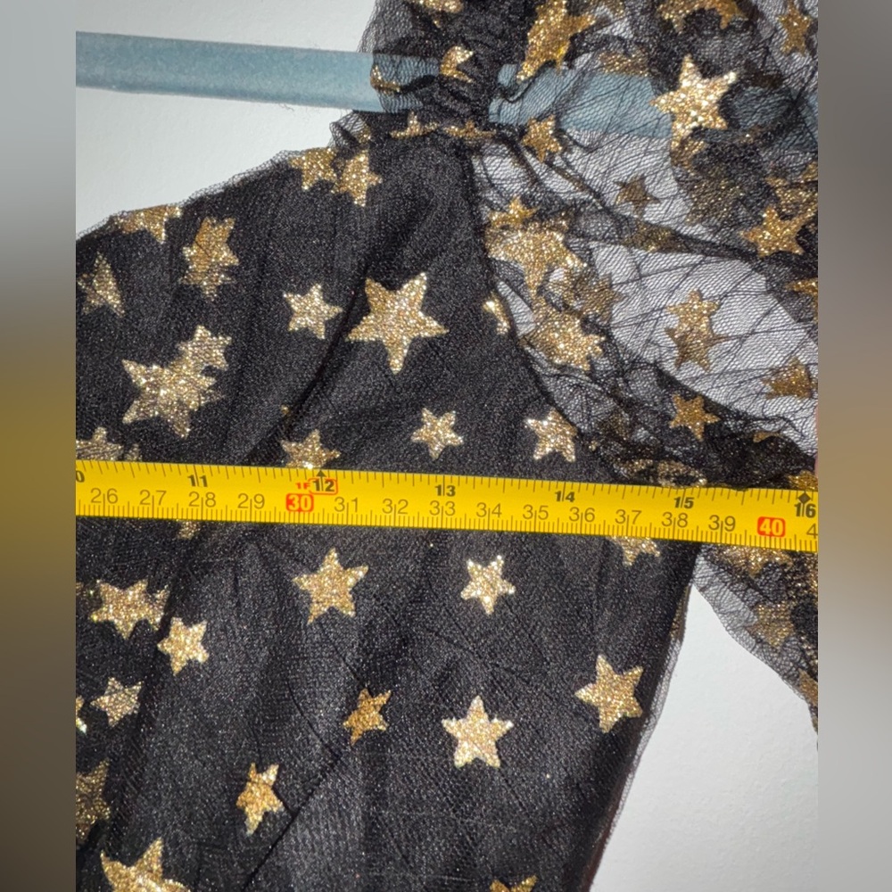 Unique Vintage Black Gold Star Mesh Babydoll Belle Dress M/6-8 NWT ✨ - Picture 12 of 14